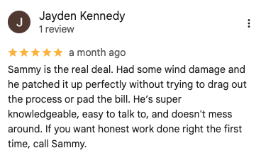 American Sons Roofing Google Review from Jayden Kennedy